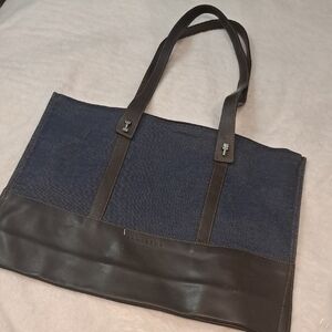 Lamarthe Paris Handbag Blue Denim Leather Shoulder Bag Purse Made In Italy